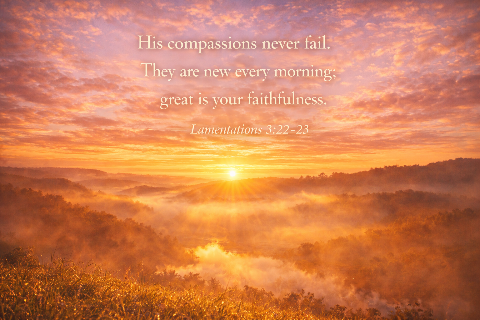 Lamentations 3:22-23 -- Great Is Your Faithfulness Sunrise HD Wallpaper